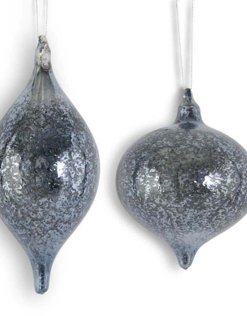 DK BLUE MERCURY GLASS ORNAMENTS