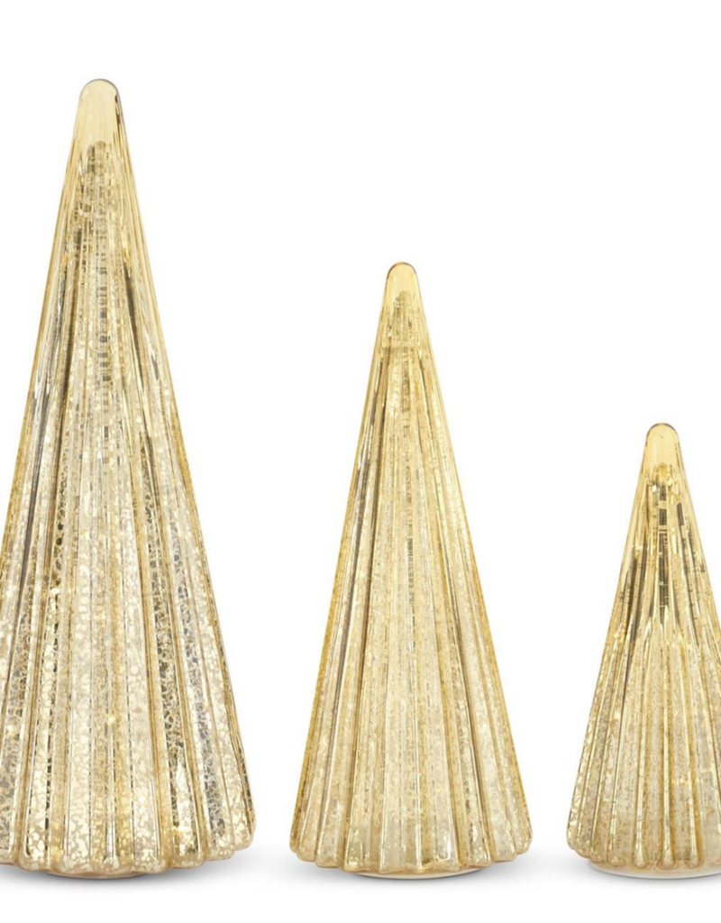 RIBBED GOLD LED MERCURY GLASS TREES