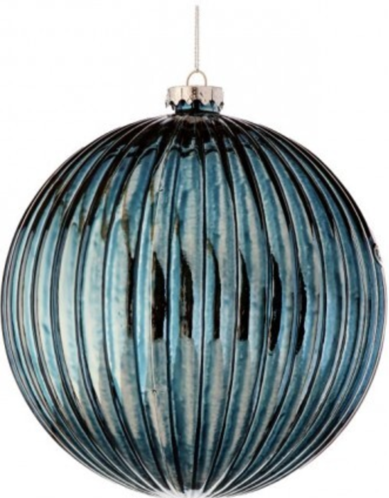 REGENCY INTERNATIONAL MIDNIGHT BLUE/CHROME BALL ORNAMENT