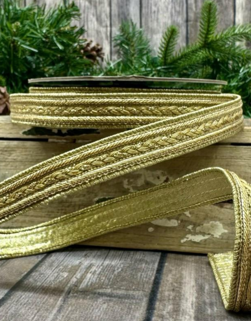 D STEVENS METALLIC DUPION BRAID TRIM GOLD RIBBON .75" X 10 YDS