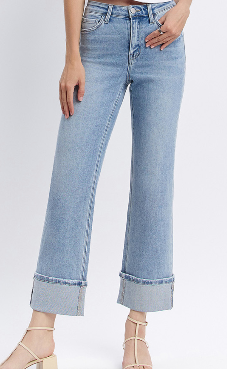 FLYING MONKEY ELAN HIGH RISE CUFFED SLIM WIDE JEAN