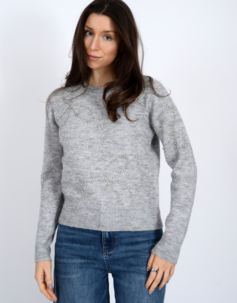 GINEVRA  SWEATER W/BOWS LT GRAY