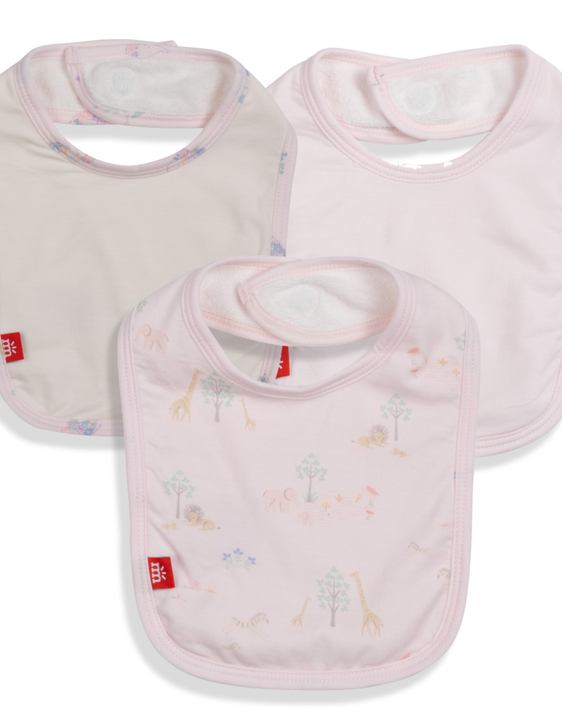 MAGNETIC ME PINK SERENE SAFARI INFANT BIB 3-PK