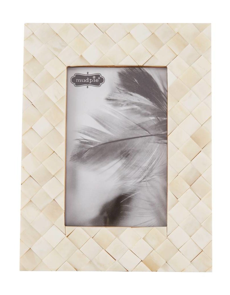 MUD PIE WHITE HERRINGBONE CHIP FRAME