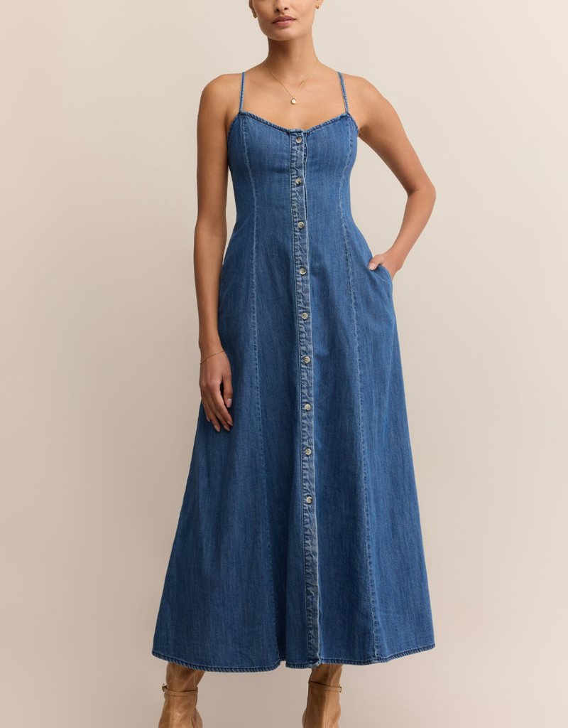 Z SUPPLY ANGEL EYES DENIM MIDI DRESS