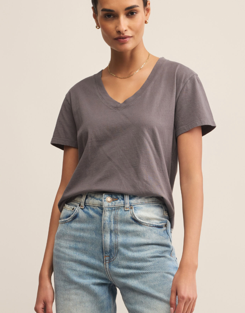 Z SUPPLY WEEKDAYS V-NECK TEE-WASHED GRAY