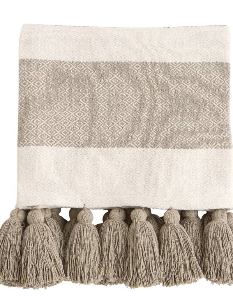 MUD PIE WOVEN TASSEL THROW BLANKET