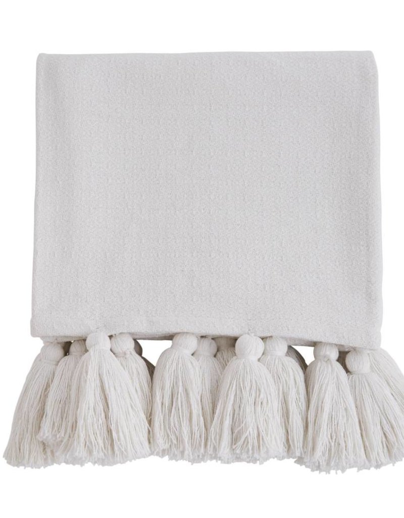 MUD PIE WOVEN TASSEL THROW BLANKET