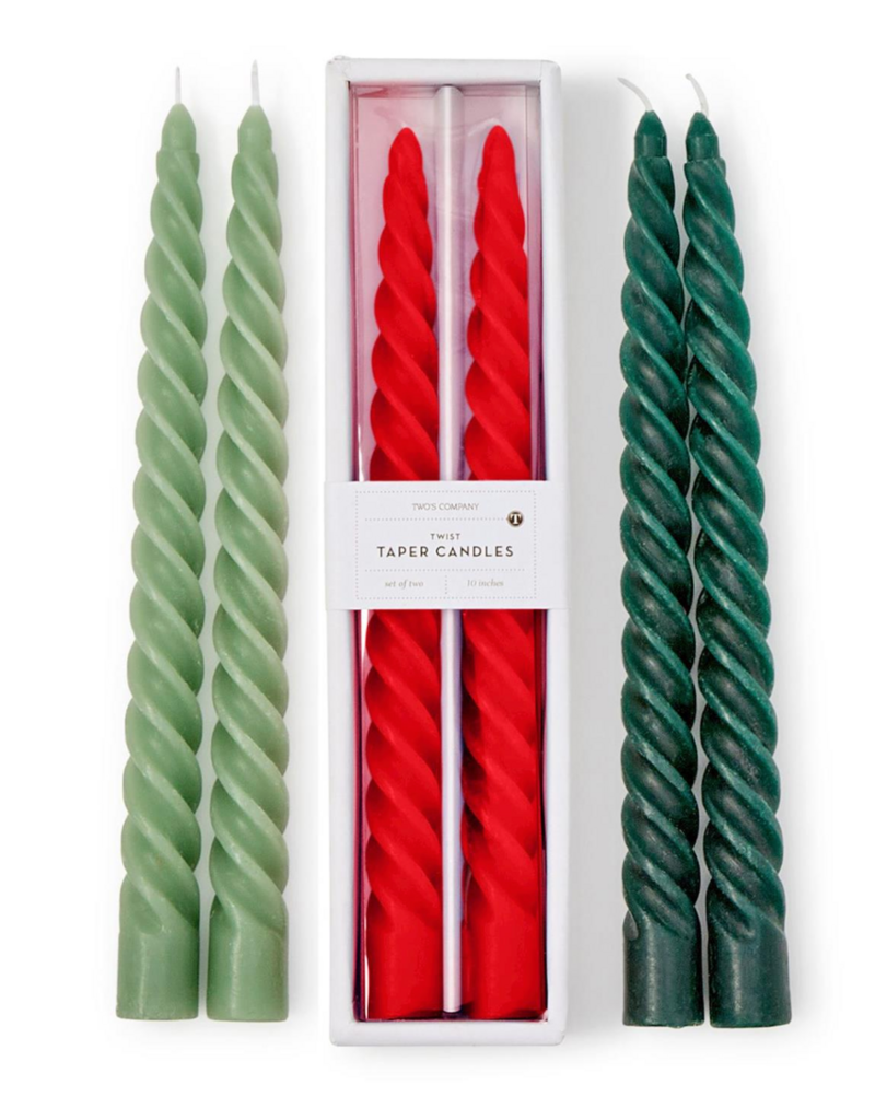 TWO'S COMPANY SET OF 2 TWIST TAPER CANDLES