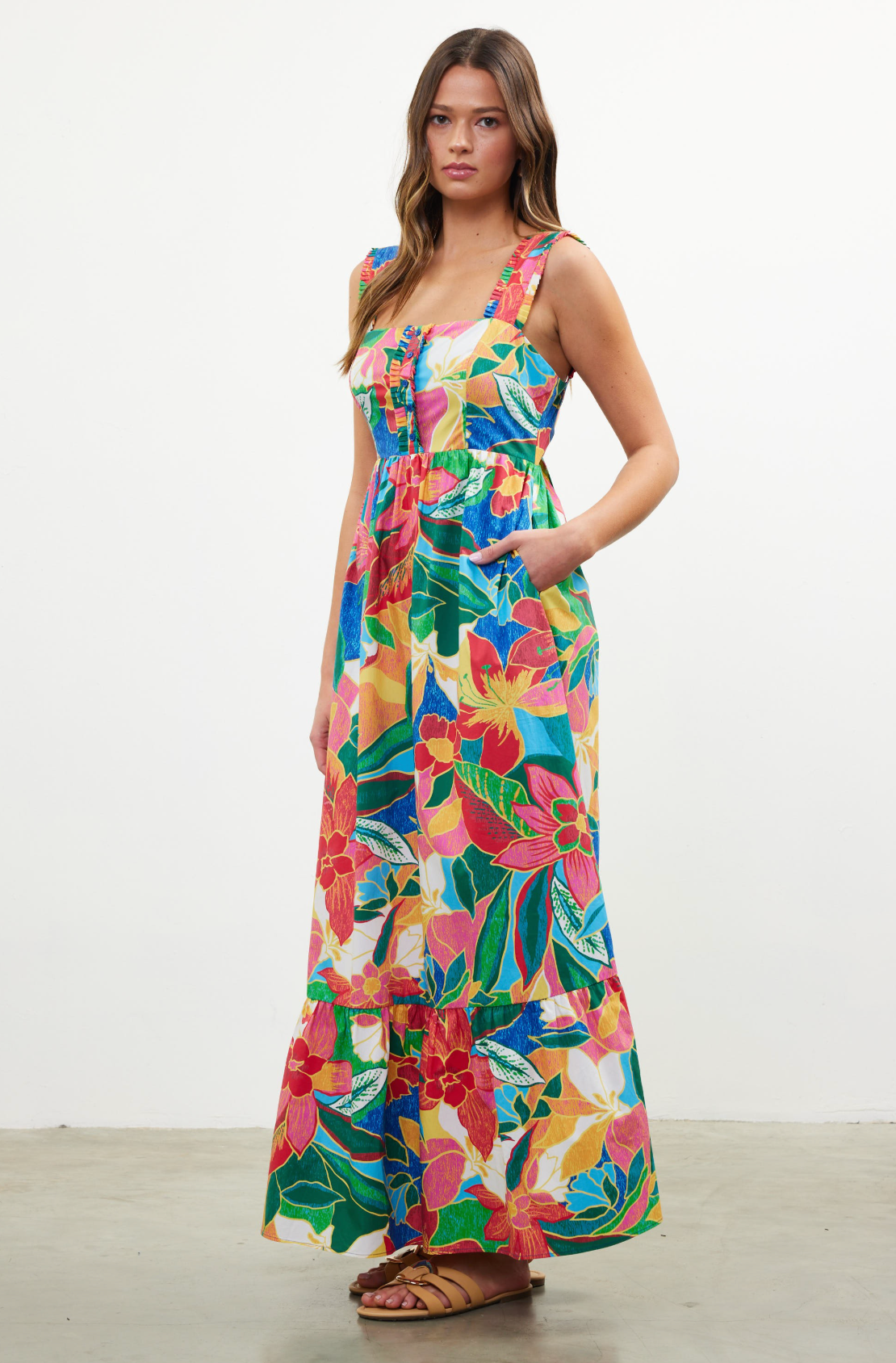 SKIES ARE BLUE KAMARI RUFFLED MAXI DRESS SKIES ARE BLUE KAMARI RUFFLED MAXI DRESS