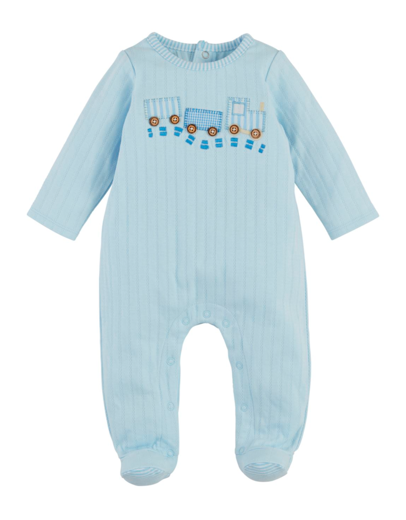 MUD PIE TRAIN POINTELLE SLEEPER 0-3 MONTHS