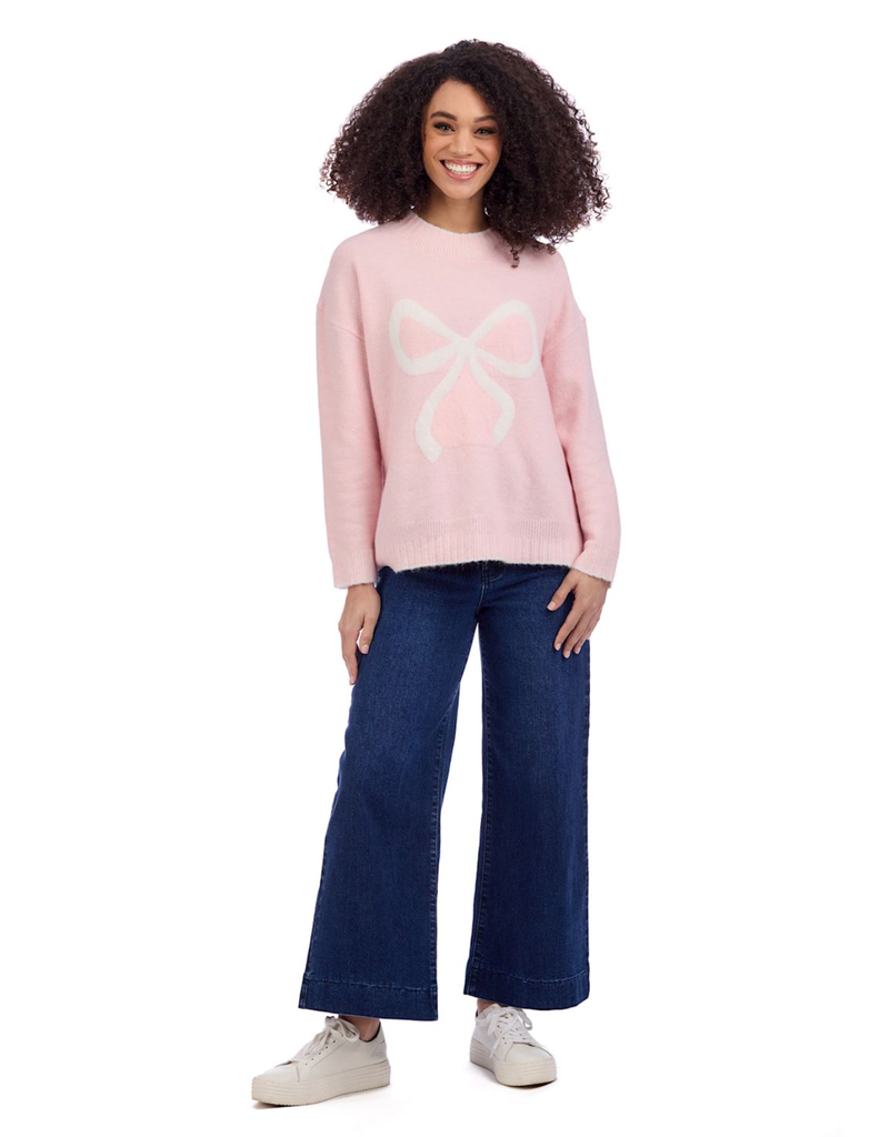 MUD PIE WILDER BOW SWEATER-BLUSH SMALL