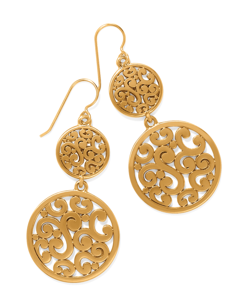BRIGHTON CONTEMPO MEDALLION DUO FRENCH WIRE EARRINGS-GOLD