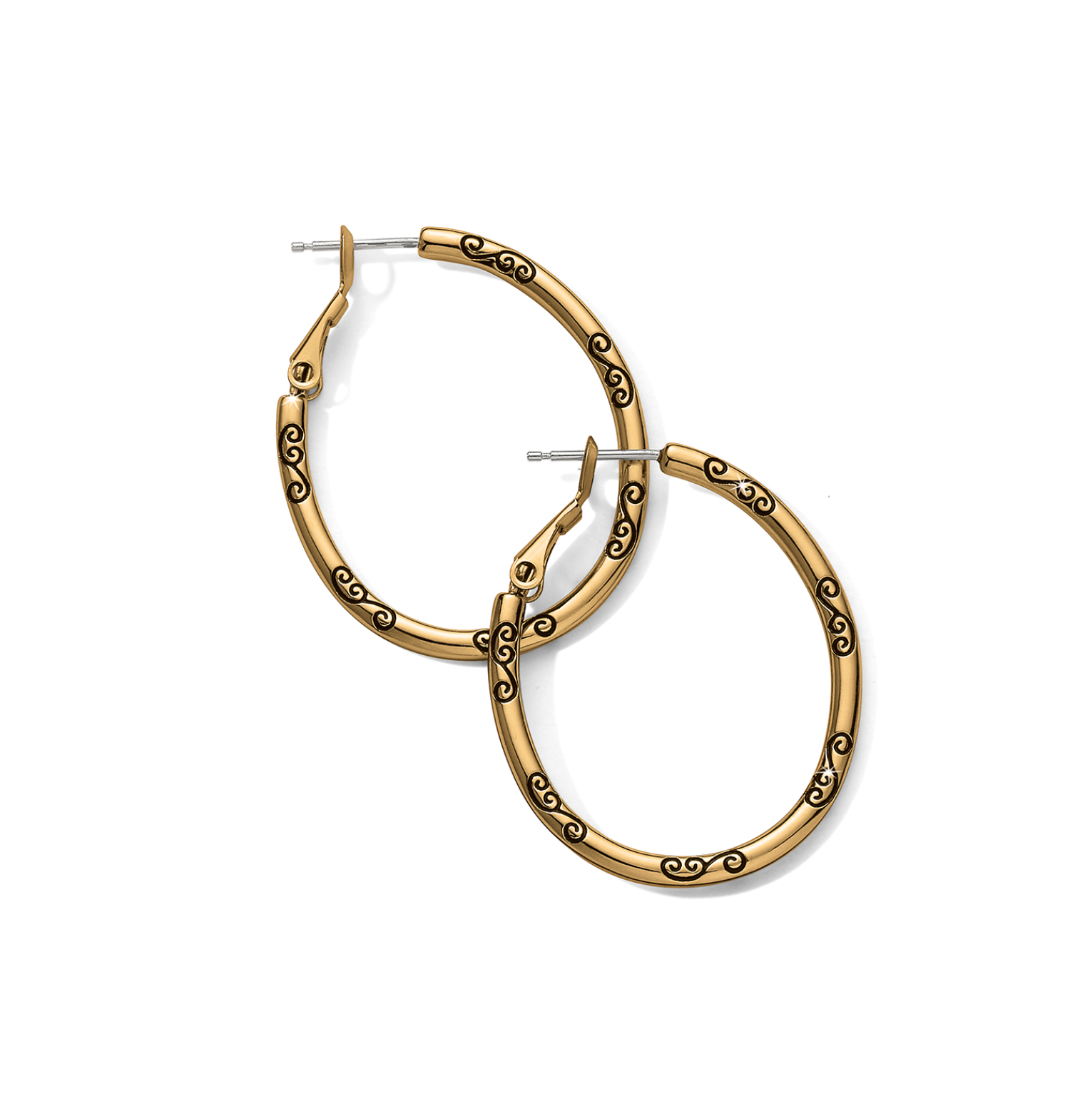 BRIGHTON OVAL HOOP CHARM EARRINGS-GOLD BRIGHTON OVAL HOOP CHARM EARRINGS-GOLD