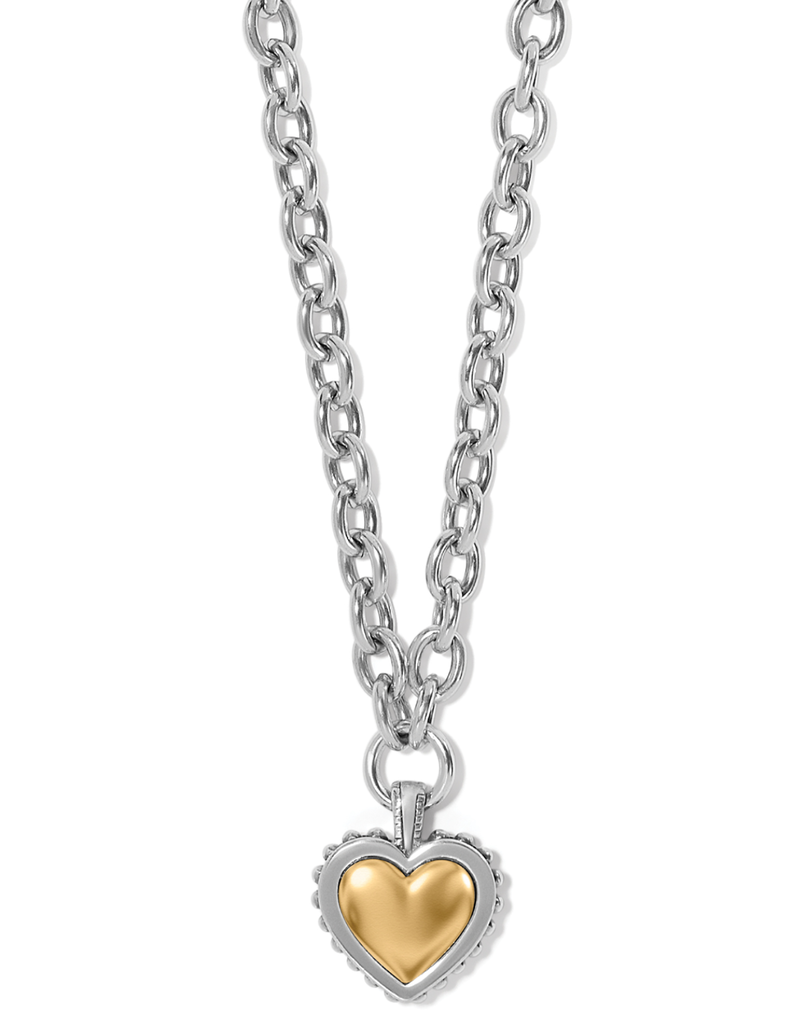 BRIGHTON PRETTY TOUGH BOLD HEART NECKLACE-TWO TONE