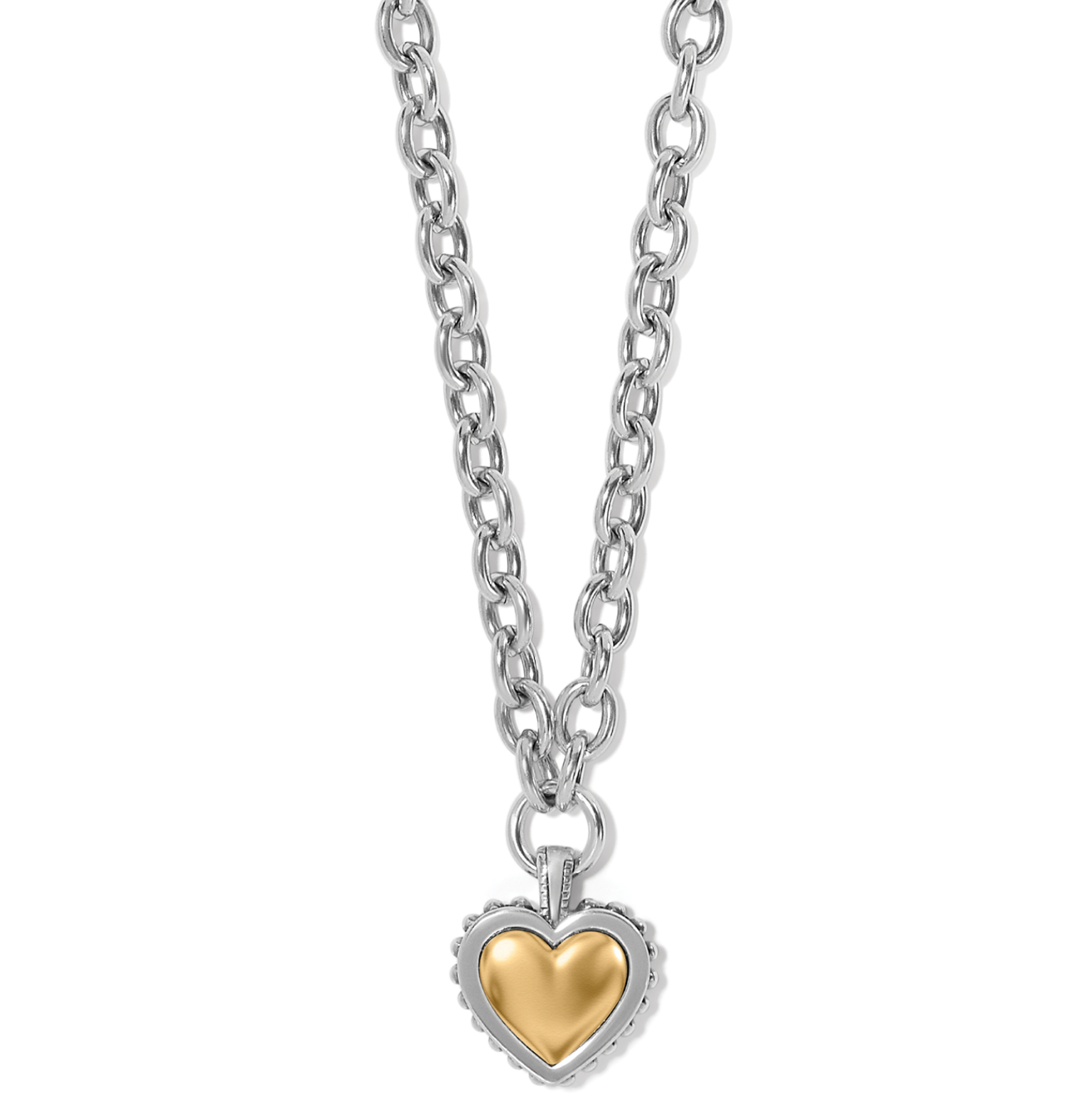 BRIGHTON PRETTY TOUGH BOLD HEART NECKLACE-TWO TONE BRIGHTON PRETTY TOUGH BOLD HEART NECKLACE-TWO TONE