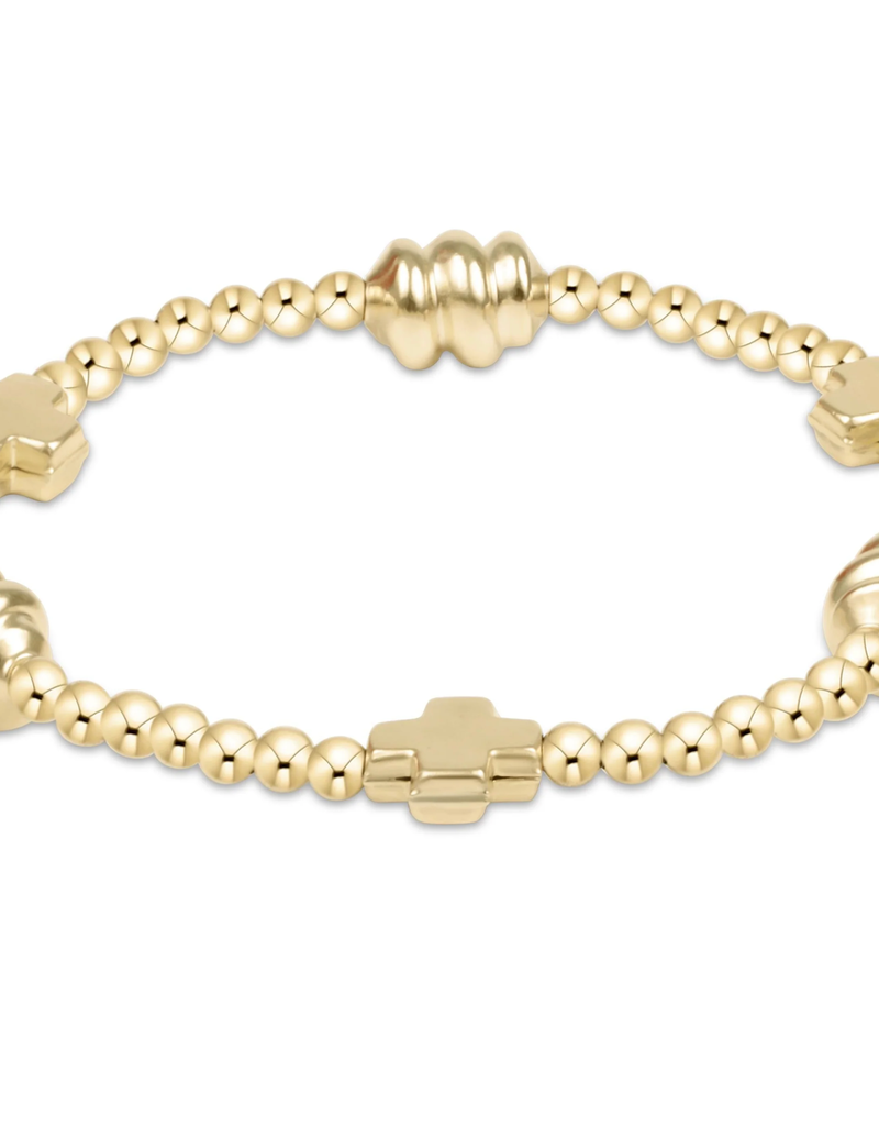 ENEWTON Signature Cross Admire Gold Pattern 3mm Bead Bracelet - Gold