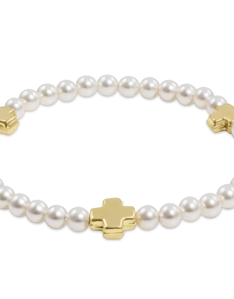 ENEWTON Signature Cross Pearl Pattern 4mm Bead Bracelet - Gold