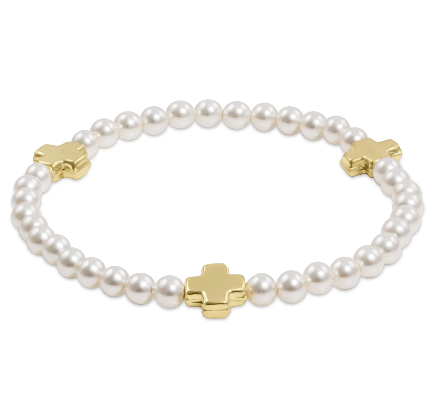 ENEWTON Signature Cross Pearl Pattern 4mm Bead Bracelet - Gold ENEWTON Signature Cross Pearl Pattern 4mm Bead Bracelet - Gold