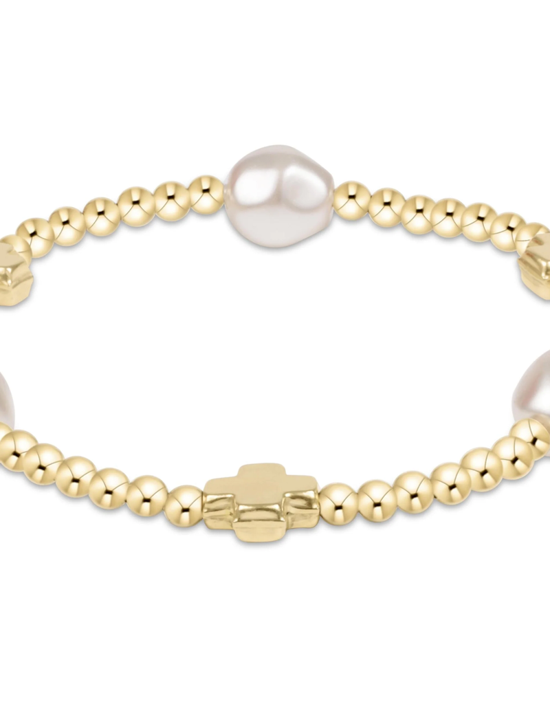 ENEWTON Signature Cross Admire Pearl Pattern 3mm Bead Bracelet - Gold