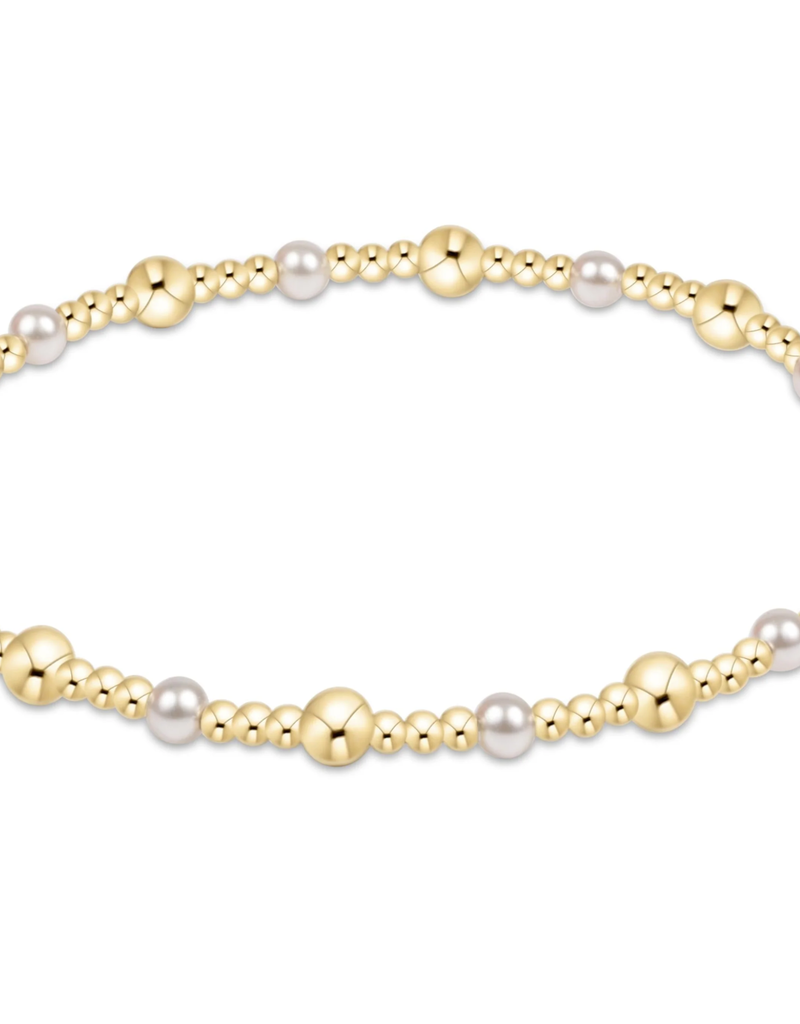ENEWTON Classic Gold Sincerity Pattern 4mm Bead Bracelet - Pearl