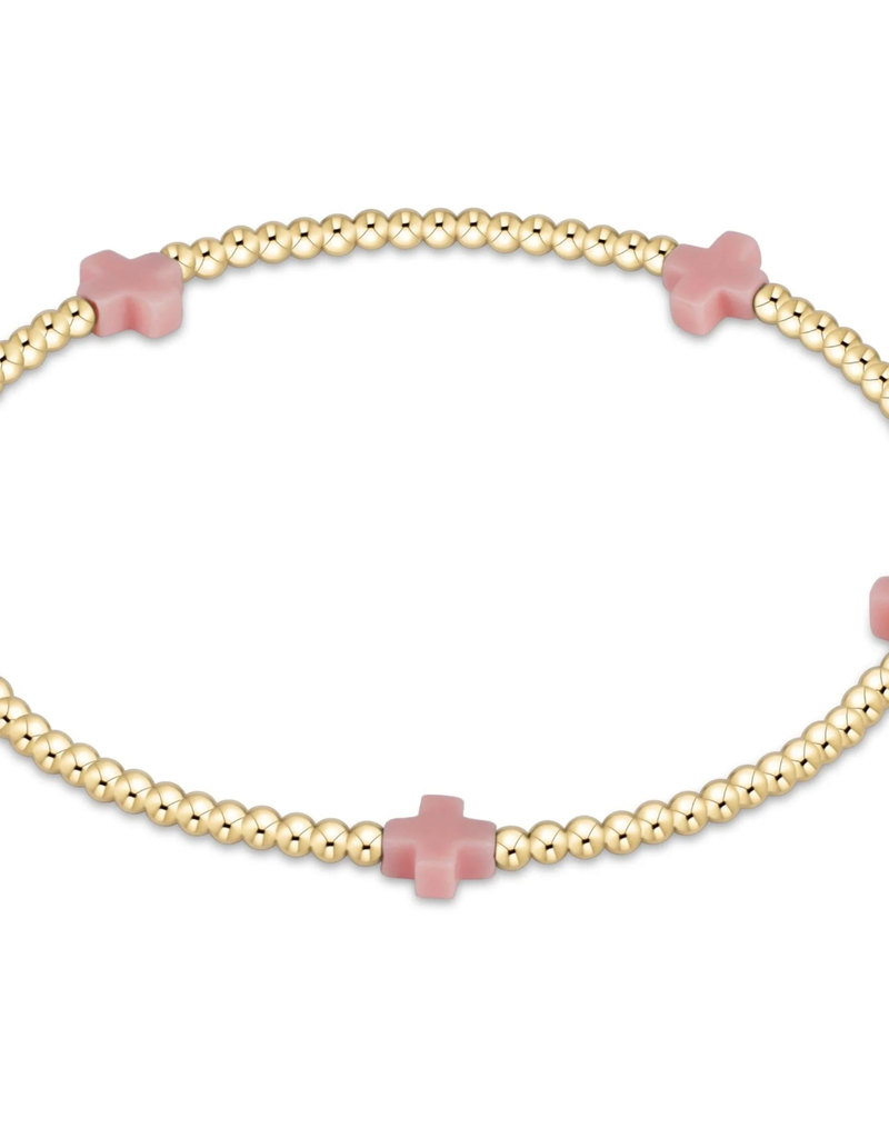 ENEWTON egirl Signature Cross Small Gold Pattern 2mm Bead Bracelet - Pink