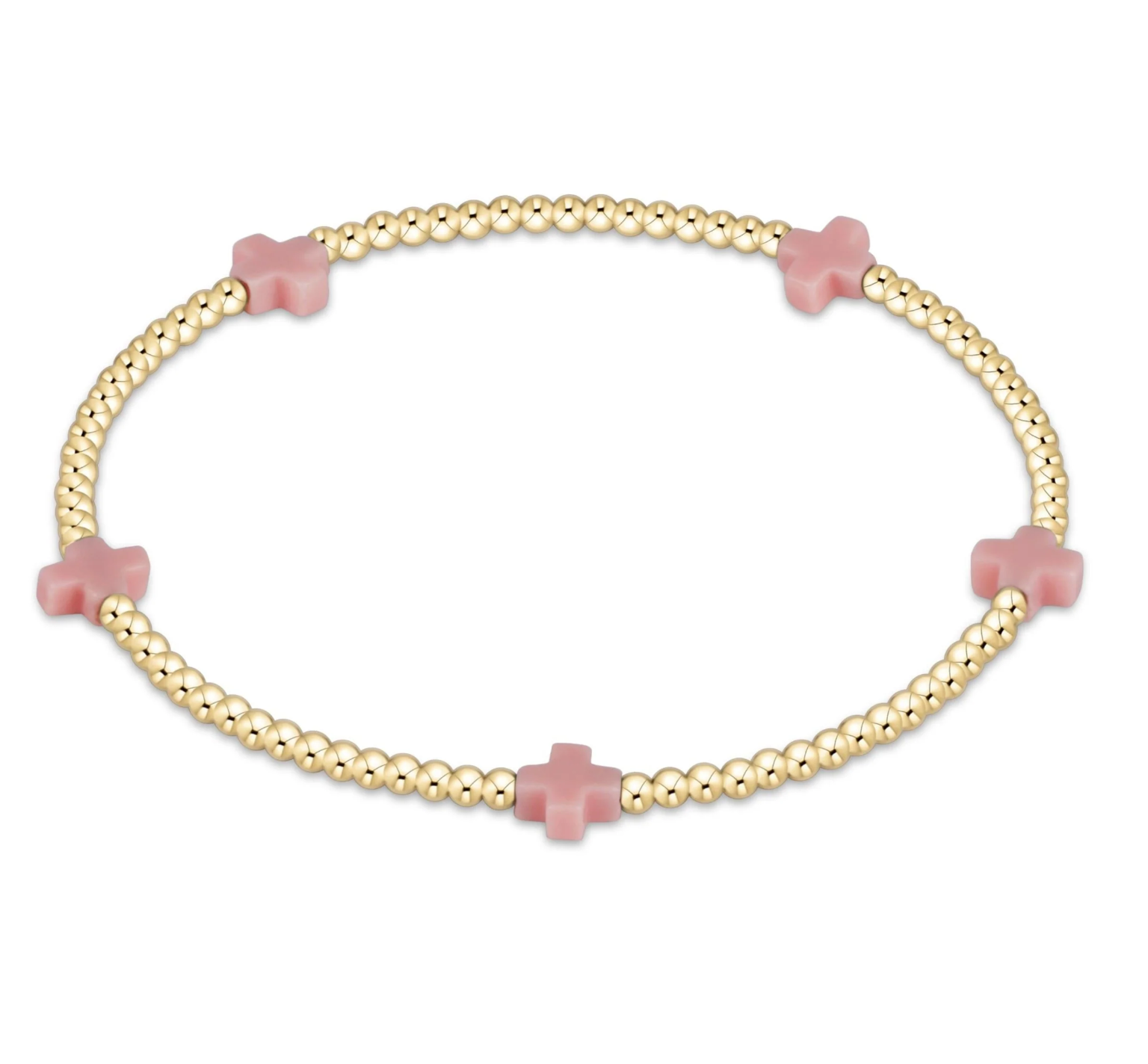 ENEWTON egirl Signature Cross Small Gold Pattern 2mm Bead Bracelet - Pink ENEWTON egirl Signature Cross Small Gold Pattern 2mm Bead Bracelet - Pink