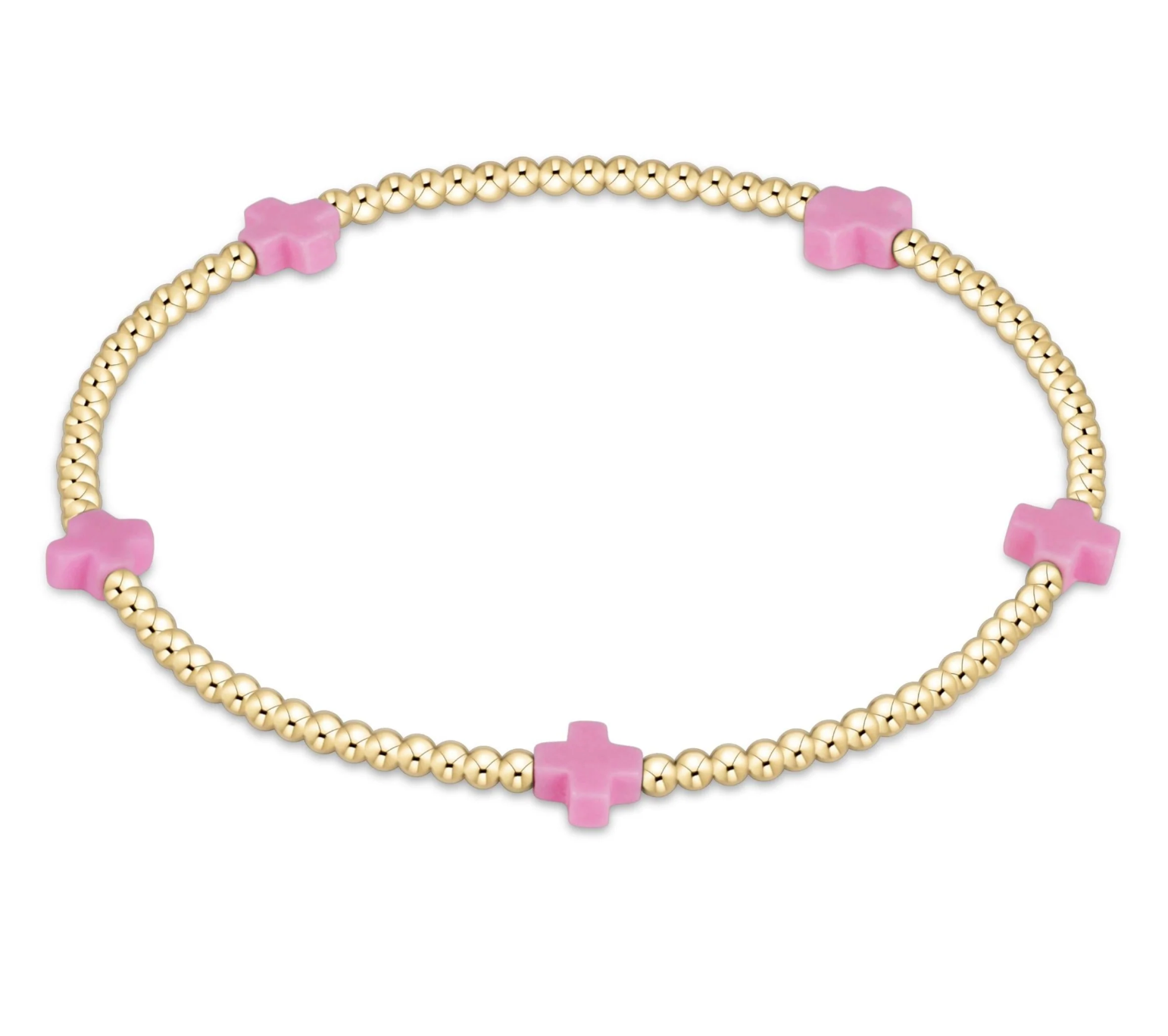 ENEWTON egirl Signature Cross Small Gold Pattern 2mm Bead Bracelet - Bright Pink ENEWTON egirl Signature Cross Small Gold Pattern 2mm Bead Bracelet - Bright Pink
