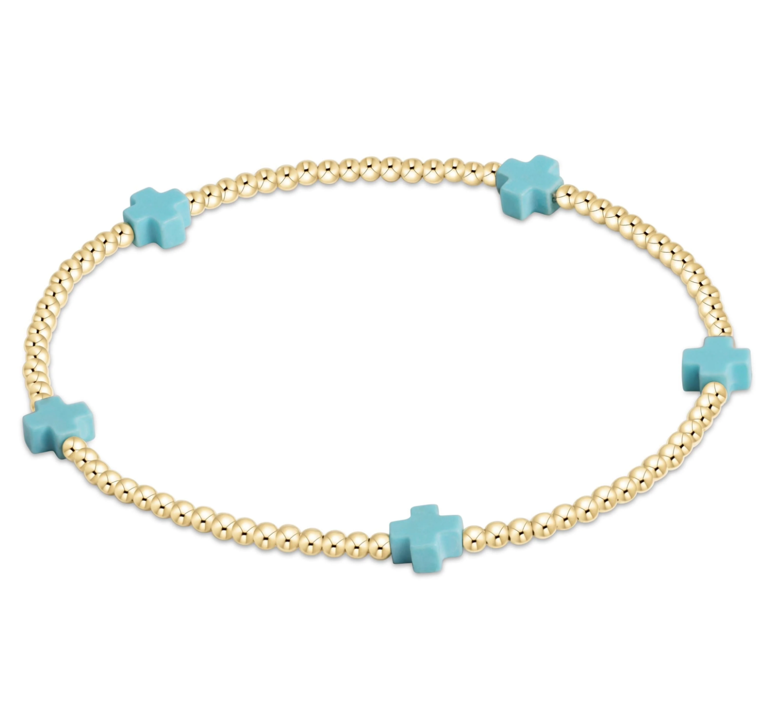 ENEWTON egirl Signature Cross Small Gold Pattern 2mm Bead Bracelet - Turquoise ENEWTON egirl Signature Cross Small Gold Pattern 2mm Bead Bracelet - Turquoise