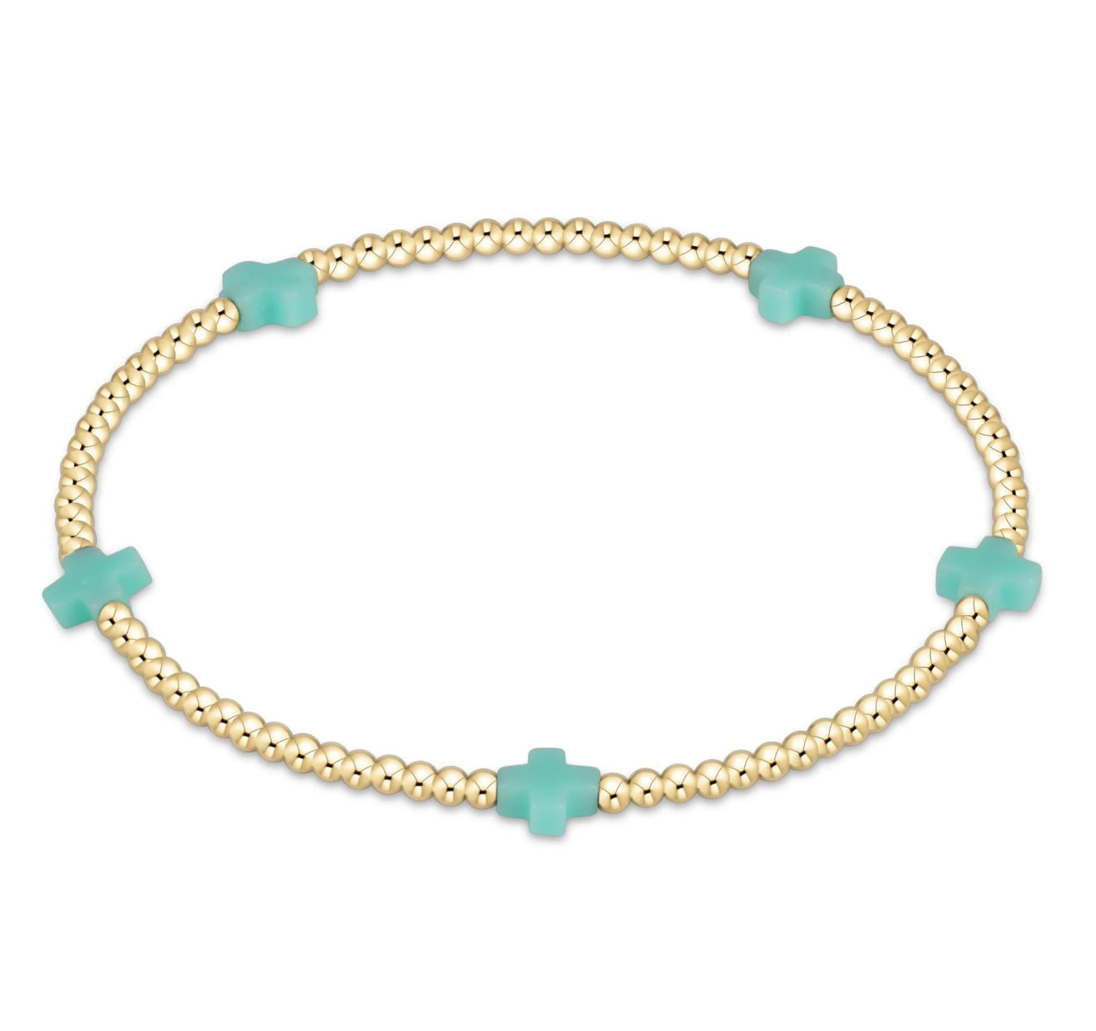 ENEWTON egirl Signature Cross Small Gold Pattern 2mm Bead Bracelet - Mint ENEWTON egirl Signature Cross Small Gold Pattern 2mm Bead Bracelet - Mint