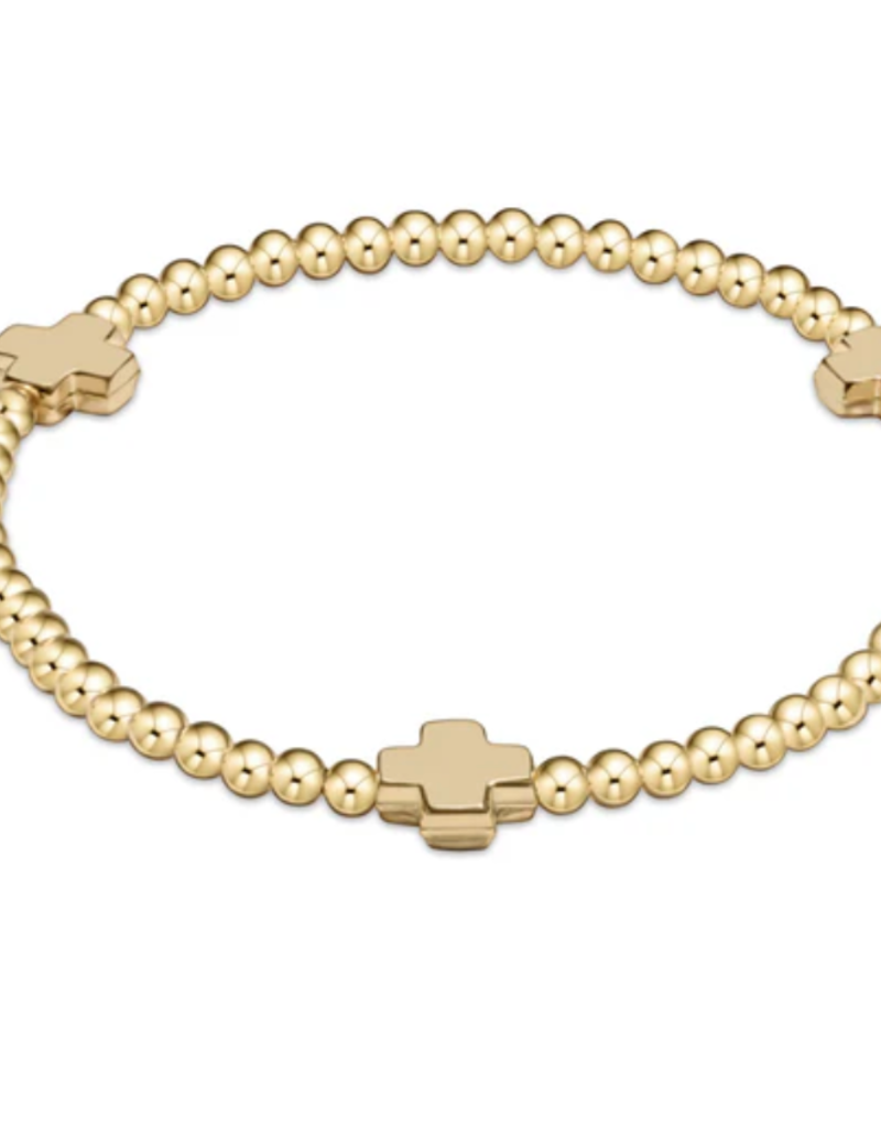 ENEWTON egirl Signature Cross Gold Pattern 3mm Bead Bracelet - Gold