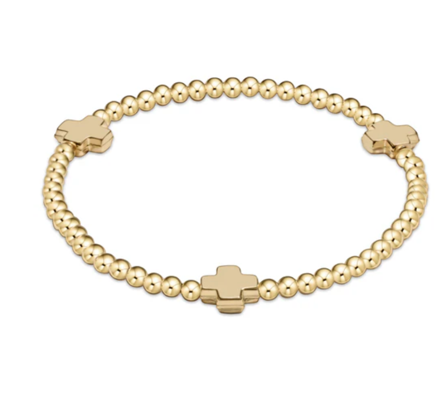 ENEWTON egirl Signature Cross Gold Pattern 3mm Bead Bracelet - Gold ENEWTON egirl Signature Cross Gold Pattern 3mm Bead Bracelet - Gold