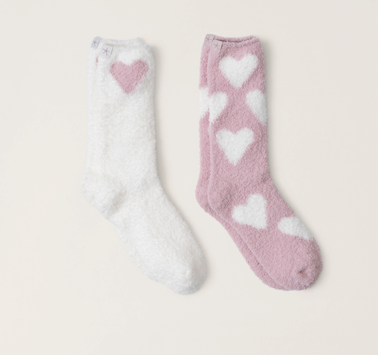 BAREFOOT DREAMS COZYCHIC HEART PRINT SOCK SET-PINK PEONIE/PEARL BAREFOOT DREAMS COZYCHIC HEART PRINT SOCK SET-PINK PEONIE/PEARL