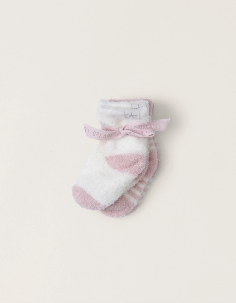 BAREFOOT DREAMS BABY HEART SOCK SET-PINK PEONIE/PEARL