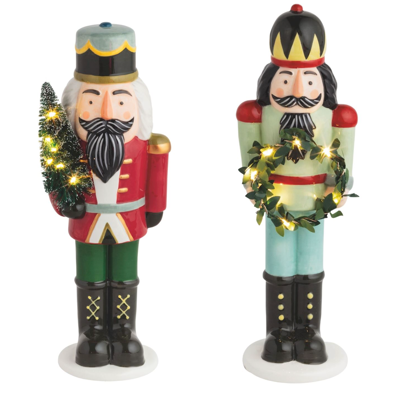 MUD PIE CERAMIC LED NUTCRACKER SITTERS MUD PIE CERAMIC LED NUTCRACKER SITTERS