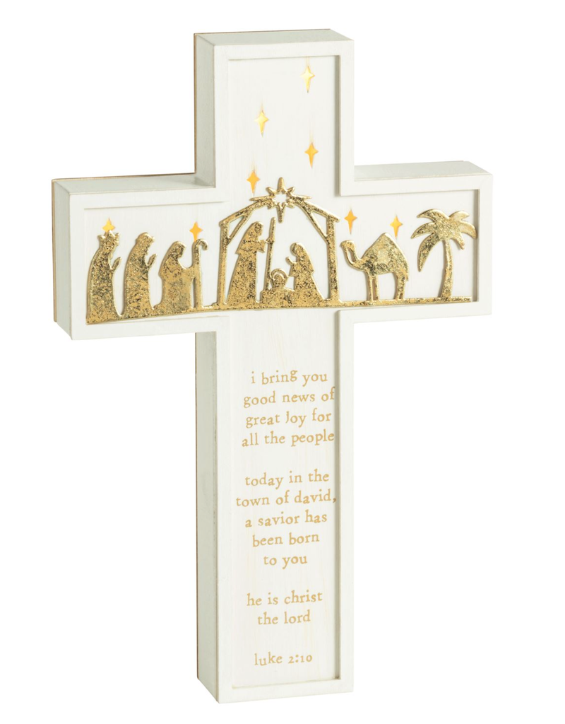 MUD PIE LIGHT-UP NATIVITY CROSS