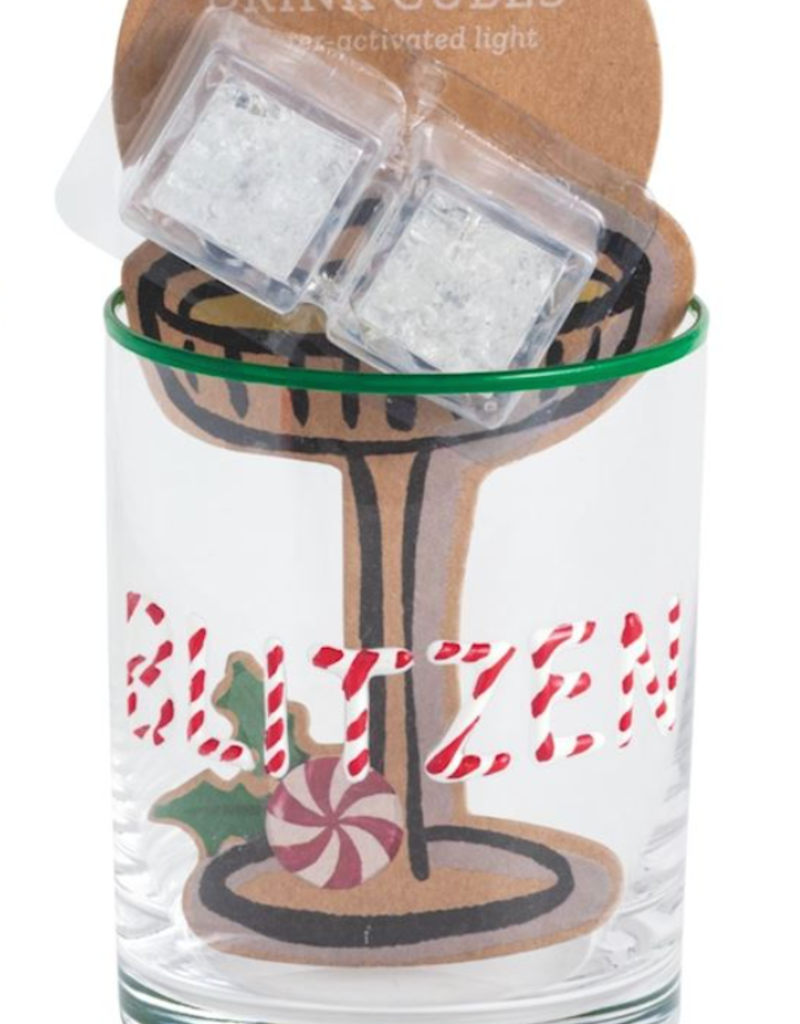 MUD PIE CHRISTMAS GLASS & LIGHT-UP CUBES SET