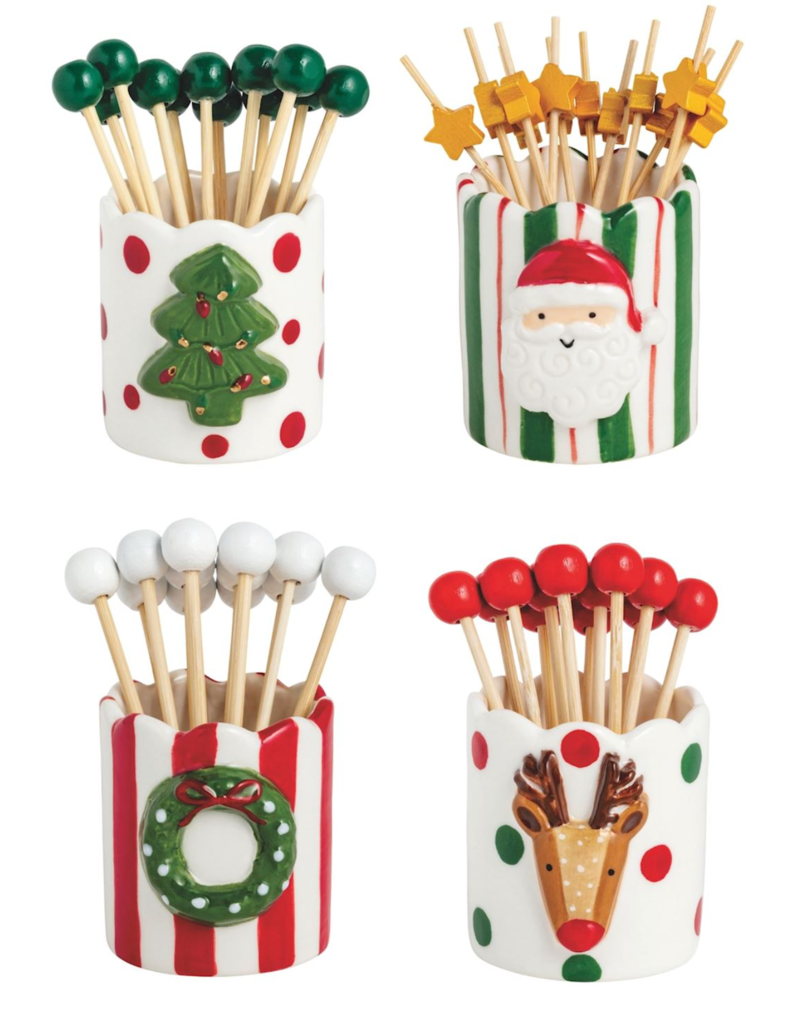 MUD PIE CHRISTMAS TOOTHPICK HOLDERS