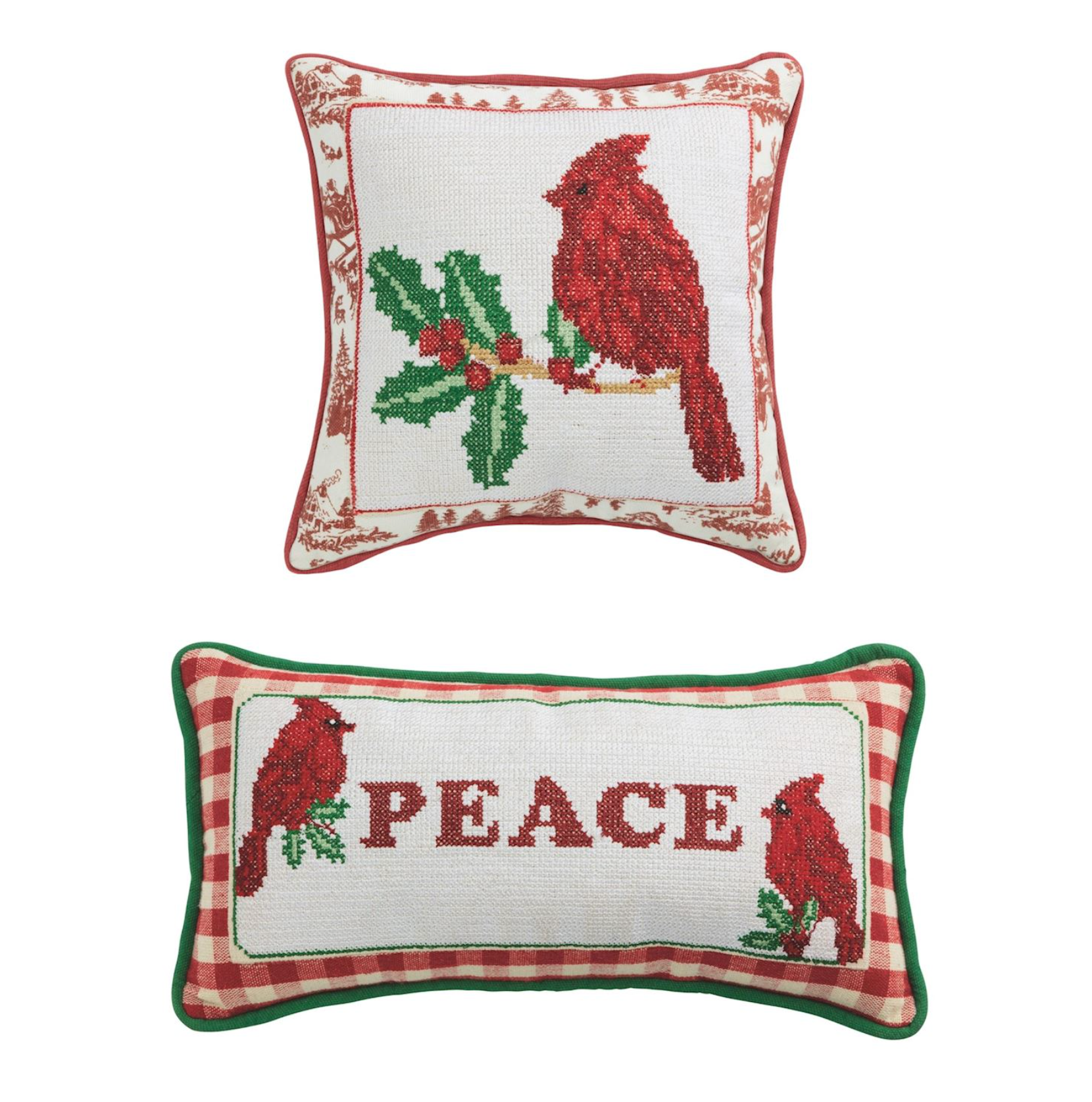 MUD PIE CARDINAL NEEDLEPOINT PILLOWS MUD PIE CARDINAL NEEDLEPOINT PILLOWS