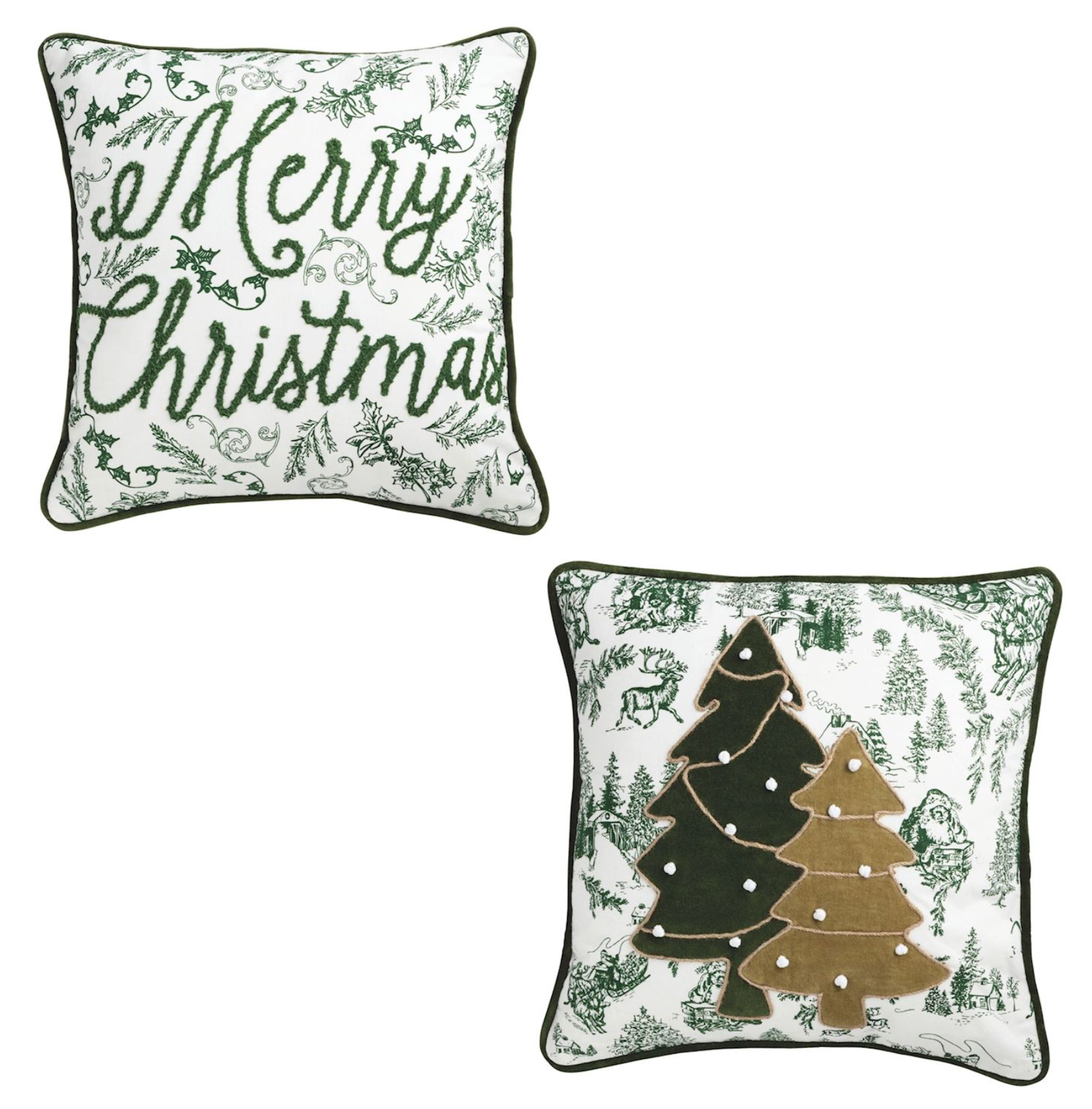 MUD PIE GREEN TOILE PILLOWS