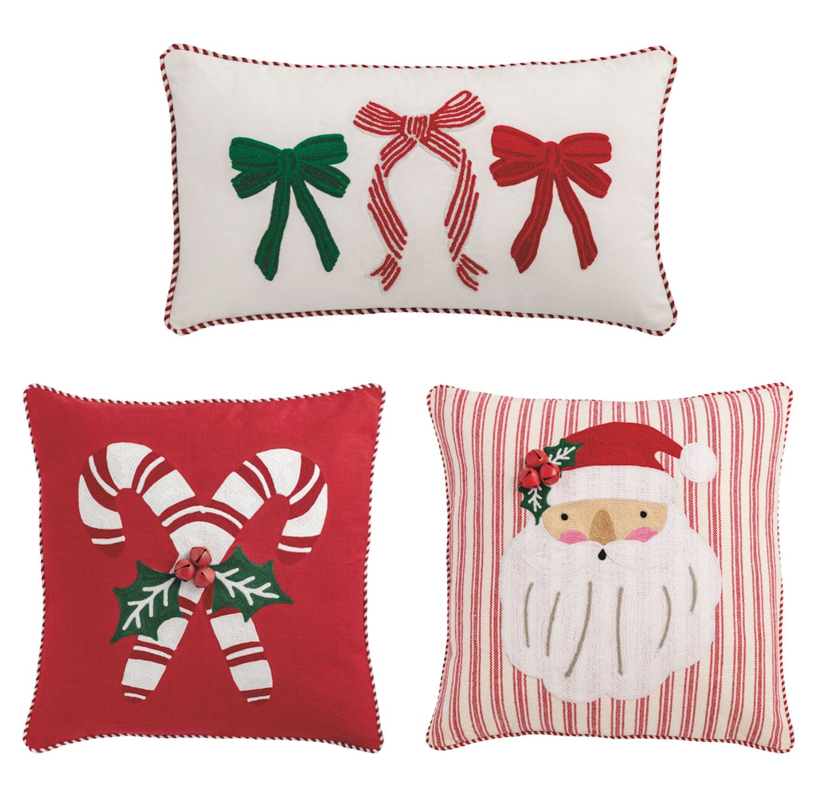 MUD PIE WHIMSEY CHRISTMAS EMBROIDERED PILLOWS MUD PIE WHIMSEY CHRISTMAS EMBROIDERED PILLOWS