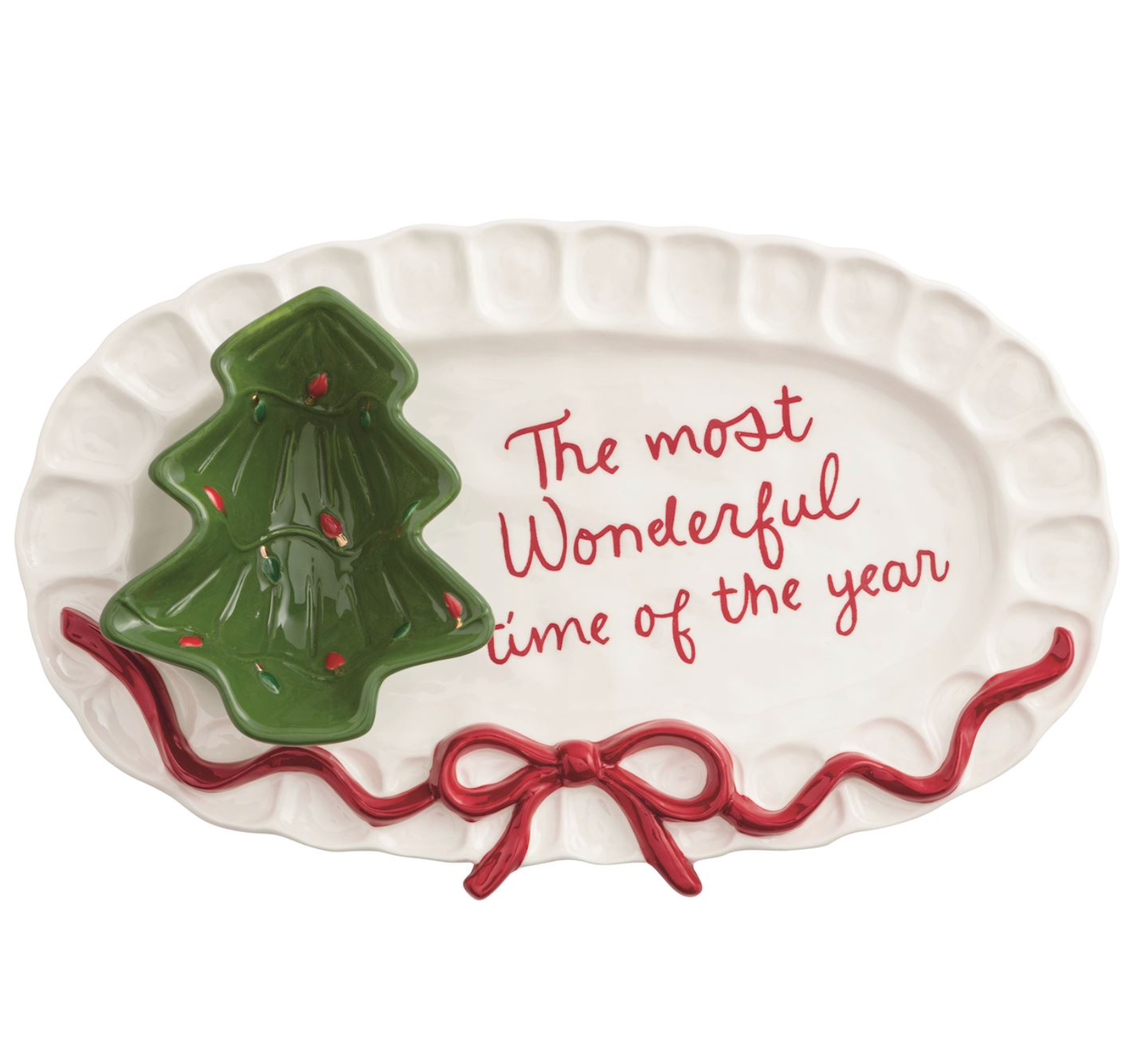 MUD PIE BOW & TREE PLATTER AND TIDBIT SET MUD PIE BOW & TREE PLATTER AND TIDBIT SET