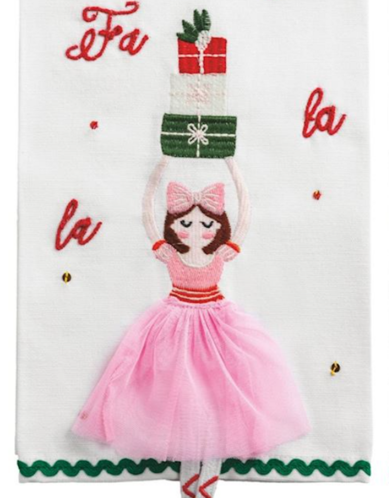 MUD PIE DANGLE EMBROIDERY CHRISTMAS TOWELS