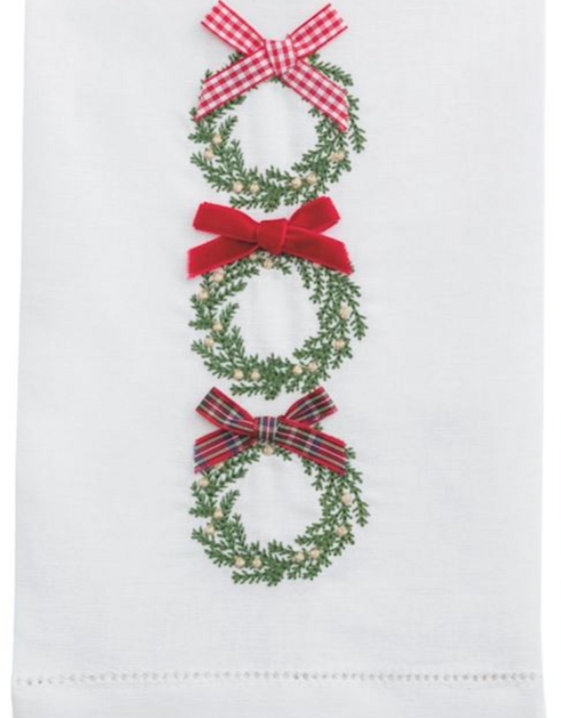 MUD PIE CHRISTMAS EMBROIDERED TOWELS