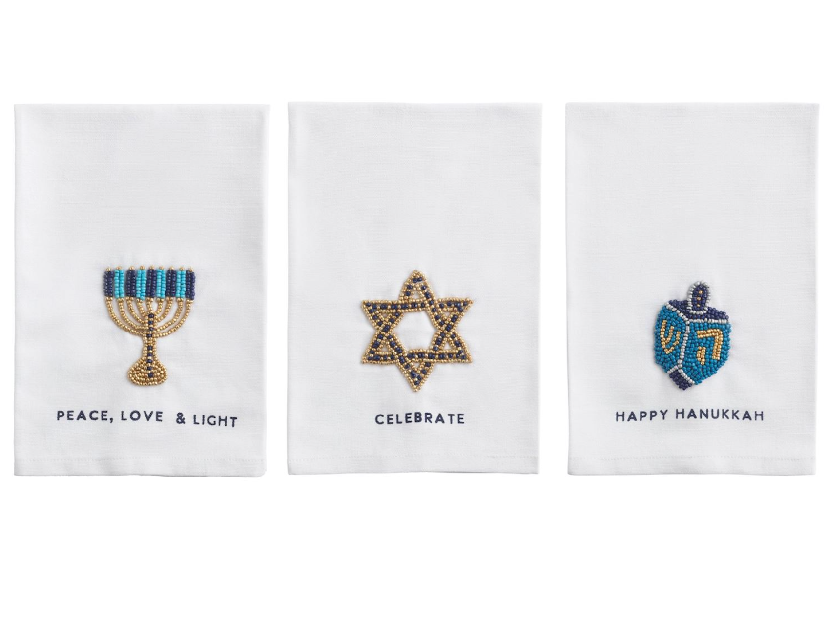 MUD PIE BEADED HANUKKAH TOWELS MUD PIE BEADED HANUKKAH TOWELS