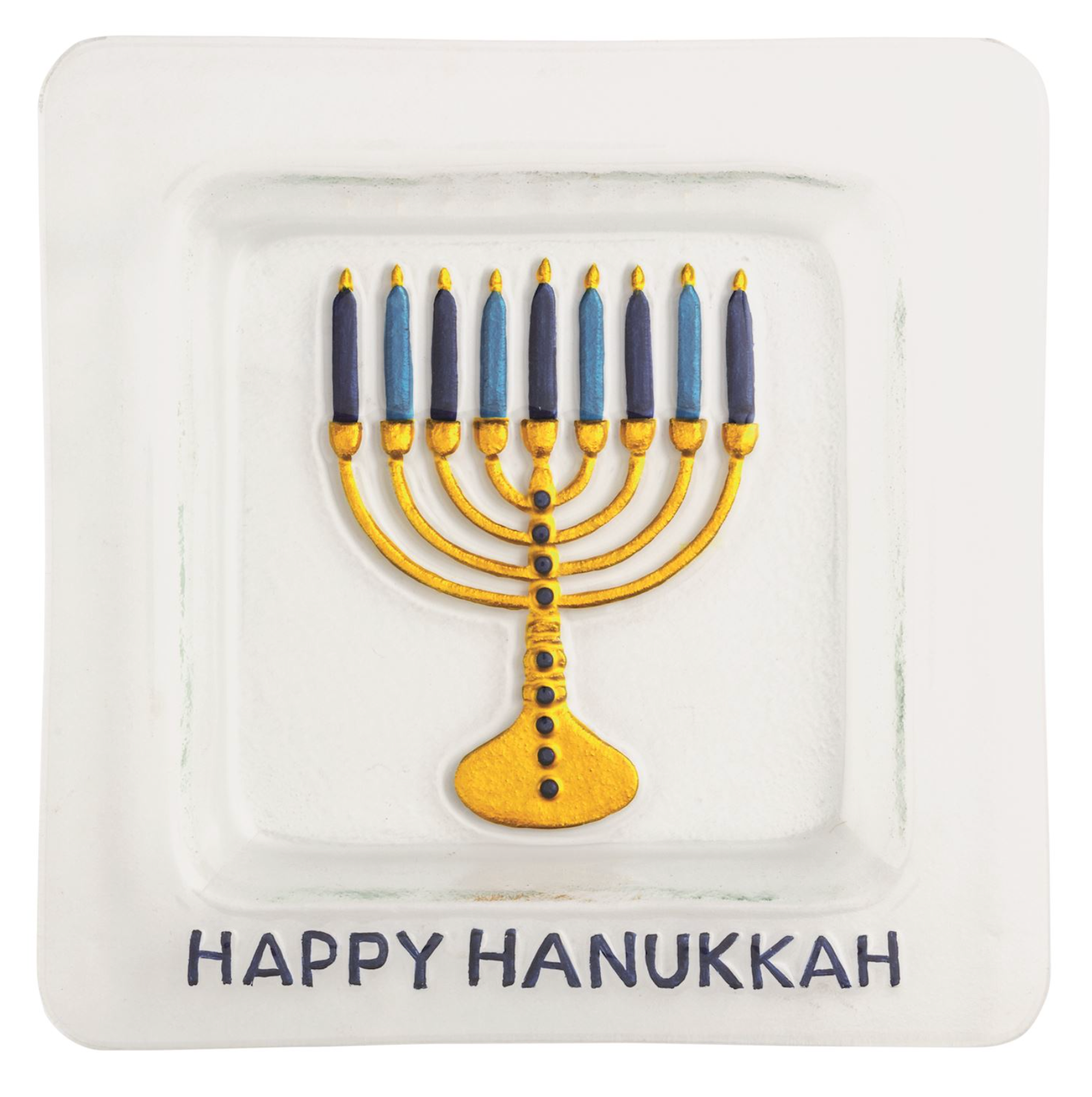 MUD PIE FUSED GLASS MENORAH PLATE MUD PIE FUSED GLASS MENORAH PLATE