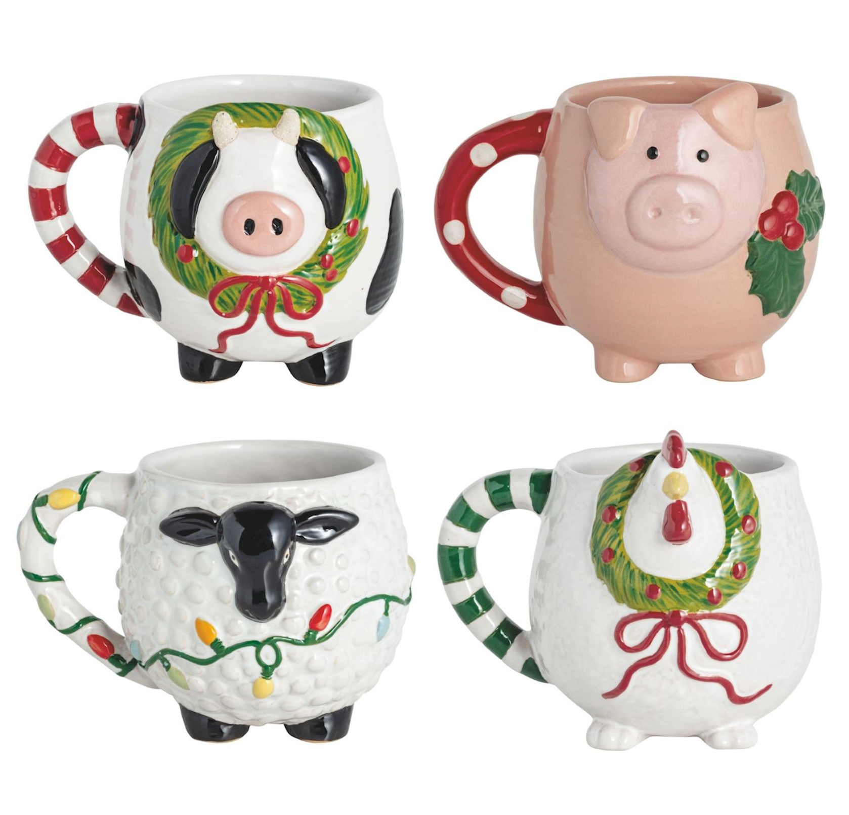 MUD PIE FARM ANIMAL CHRISTMAS MUGS MUD PIE FARM ANIMAL CHRISTMAS MUGS