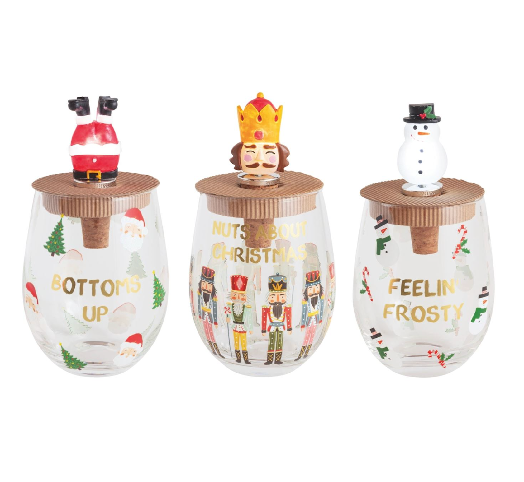 MUD PIE CHRISTMAS GLASS & LIGHT-UP STOPPERS MUD PIE CHRISTMAS GLASS & LIGHT-UP STOPPERS