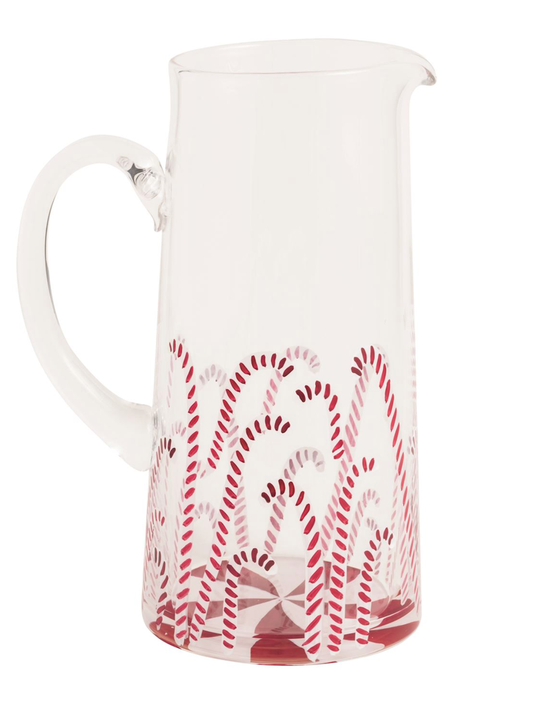 MUD PIE CANDY CANE GLASS PITCHER