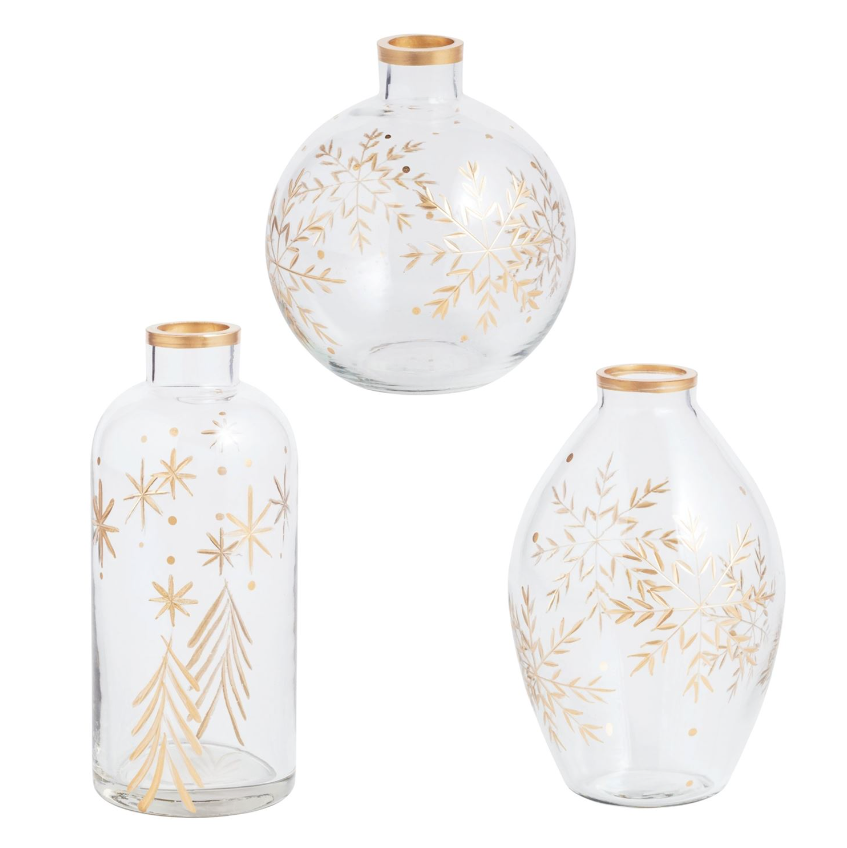 MUD PIE ETCHED SNOWFLAKE BUD VASES MUD PIE ETCHED SNOWFLAKE BUD VASES